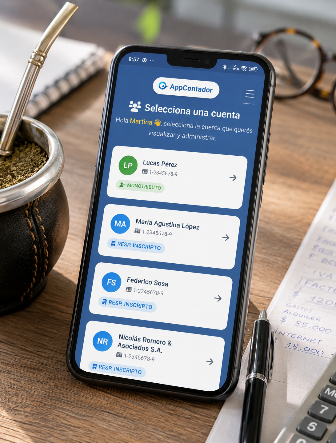 App Contador Modo Multicuenta en Celular