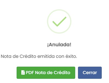 Nota de crédito emitida en AppContador
